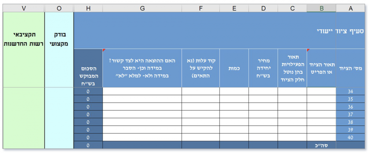 מילוי גיליון צד ייעודי