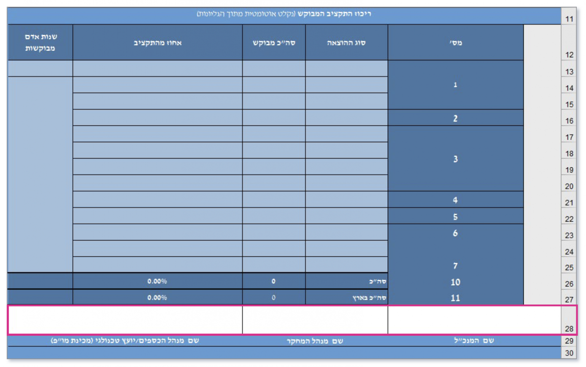 פרטים כללים וריכוז הוצאות שורות 13-27